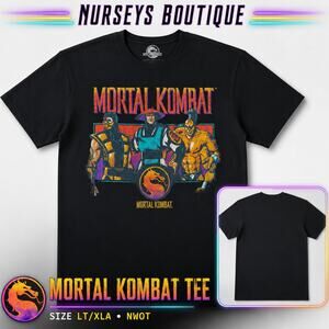 Mortal Kombat Graphic Tee Mens LT Black Video Game Shirt NWOT